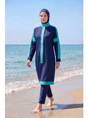 Marina Tam Kapalı Tesettür Mayo M2528-2 Lacivert