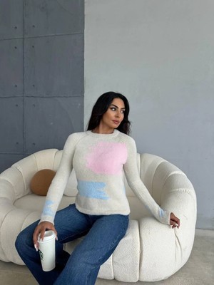 Luord-Store Bıyıklı Triko Kazak Beyaz