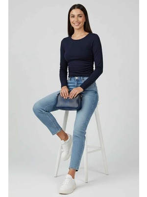 Luord-Store Yanı Büzgülü Bluz Lacivert T4322