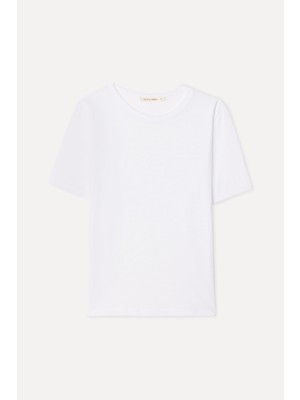 Mudo Kadın Beyaz Bisiklet Yaka T-Shirt