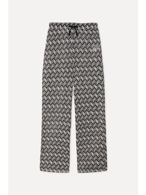 Mudo Kadın Siyah Çizgili Straight Fit Pantolon