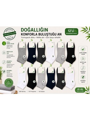 Qulat 12'li Erkek Bambu Patik Çorap Dikişsiz