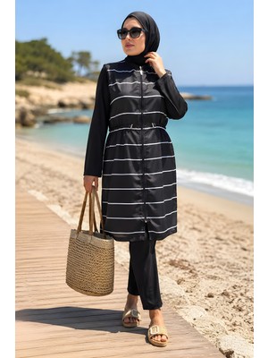İmaj Butik Siyah Su Geçirmez Tesettür 3 Lü Mayo Takım