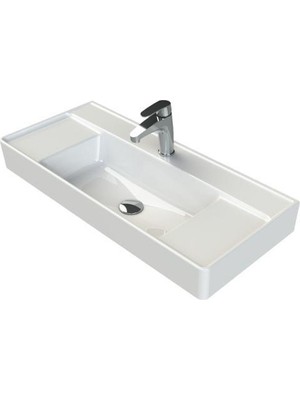 Turkuaz Seramik Turkuaz Cerastyle Sharp Etajer Uyumlu Damlalıklı Lavabo 85*38 cm