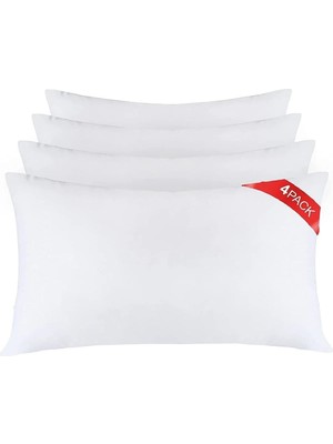 La Mehser 4 Adet Otel Yastığı Silikon Yastık 50X70 Saf Silikon Elyaf Dolgulu Yüksek Kalite Uyku Yastığı
