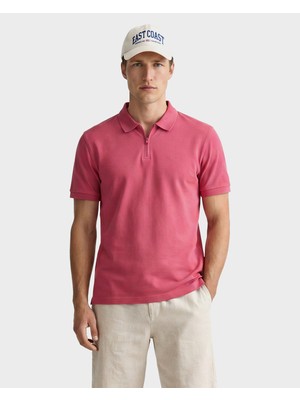 Gant Erkek Kırmızı Regular Fit Yarım Fermuarlı Baskılı Polo Yaka T-Shirt 24261118T.609