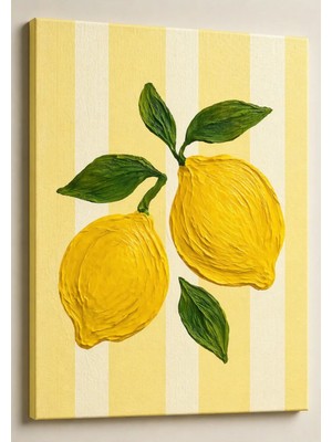 Modern Limon Kanvas Tablo – Sarı & Yeşil Tonlarda Dekoratif Duvar Tablosu