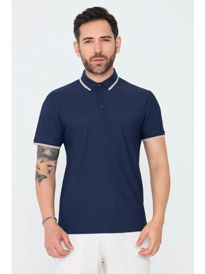White Stone Lacivert Düğmeli Polo Yaka Erkek Tişört