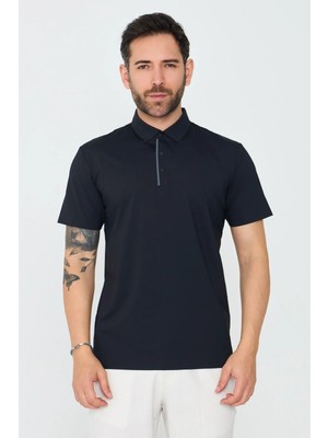 White Stone Siyah Üç Düğmeli Erkek Polo Yaka Tişört