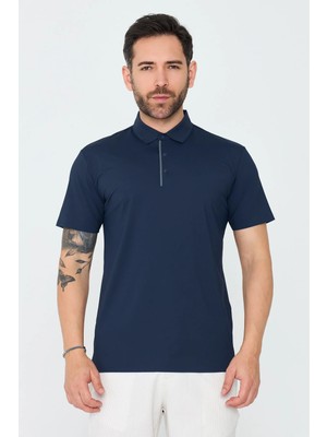 White Stone Lacivert Üç Düğmeli Polo Yaka Tişört