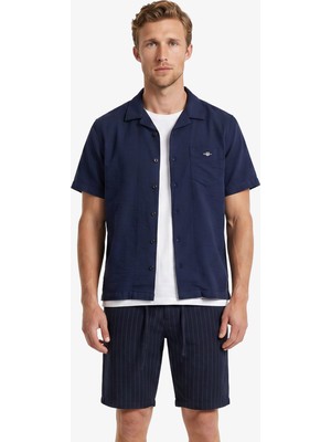 Gant Erkek Lacivert Düğmeli Yaka Logolu Gömlek 3826164T.433