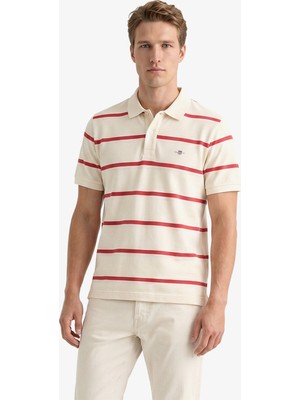 Gant Erkek Krem Regular Fit Çizgili Logolu Polo Yaka T-Shirt 2014094.119
