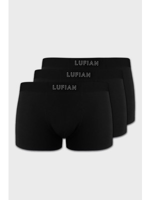 Lufian Erkek Dikişsiz Modal Boxer Regular Fit 3'lü Paket Siyah 111080035