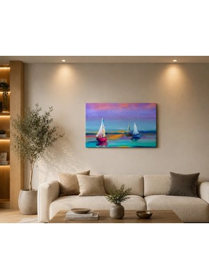Soyut Yelkenli Deniz Manzarası Kanvas Tablo Modern Dekoratif Duvar Tablosu Uv Baskı