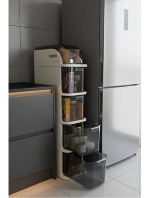 Piev Slim 5 Katlı Çekmeceli Tekerlekli Mutfak ve Banyo Dolabı