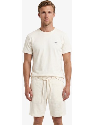 Gant Erkek Beyaz Bisiklet Yaka Regular Fit Logolu T-Shirt 2326179T.113