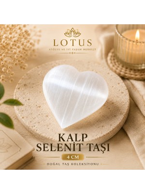 Lotus Atölye ve İyi Yaşam Merkezi 🤍 Selenit Kalbi Taşı – Doğal Selenit Kristali  (4 Cm)