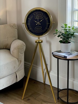 Gold Tripod Ayaklı Salon Saati - Lacivert Kadranlı