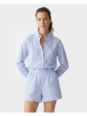 Gant Kadın Mavi Regular Fit Çizgili Gömlek 4300615.424
