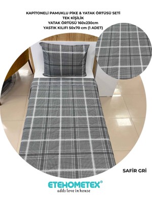 Etehometex Pamuklu Kapitoneli Yatak Örtüsü Seti Tek Kişilik