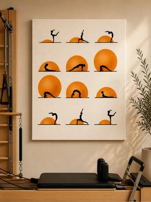 Gün Batımı Yoga Kanvas Tablo | Minimalist Pilates & Yoga Dekoru