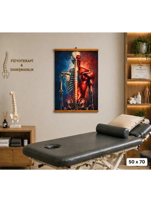 Fizyoterapi Klinik Duvar Tablosu – Omurga & Kas Anatomisi Dekoratif Kanvas Tablo