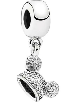 Dangle Parıldayan Mikey Şapkası Sallantılı 925 Ayar Gümüş Charm