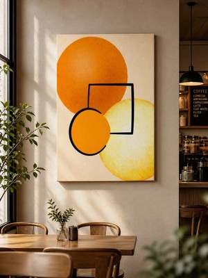 Turuncu & Sarı Geometrik Sanat Kanvas Tablo – Premium Dekoratif Tablo