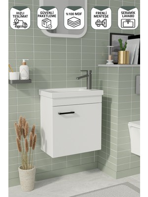 Biani Fix Nova 50 cm Alt Banyo Dolabı Renk Mat Beyaz