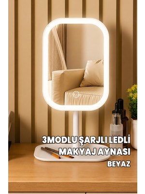Destpak Led'li Makyaj Aynası - 3 Modlu Işıklı Ayna - Şarj Edilebilir USB - Şarjlı Makyaj Düzenleyici Dokumatik