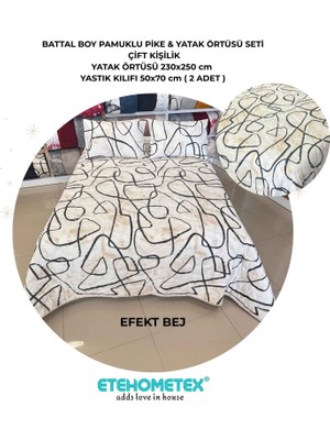 Etehometex Battal Boy Pamuklu Kapitoneli Yatak Örtüsü Seti