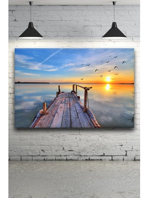 Gökmavi Dekr - Iskelede Gün Batımı Manzarası Kanvas Tablo