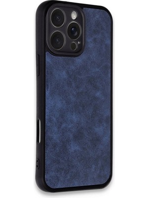 Colezium Iphone 16 Pro Kılıf Aras Deri Kapak - Lacivert