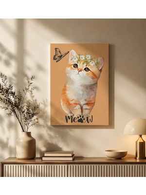 Meow Kanvas Tablo — Sevimli Kedi Desenli Dekoratif Duvar Tablosu