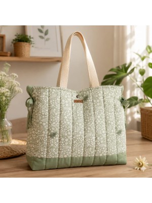 Elisss Bag Çiçek Desenli Kadın Çanta, Piknik Çantası, Lunchbag, Bebek Çantası, Plaj Çantası %100 Pamuk