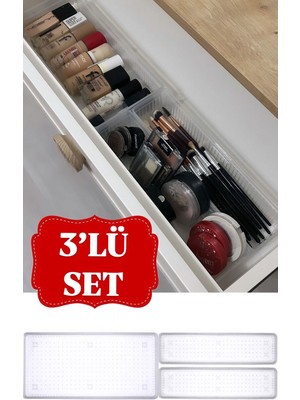 UltraMint Pratik 3'lü Çekmece Iç Organizer Seti, Kozmetik ve Takı Düzenleyici