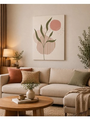 Minimal Yaprak Desenli Kanvas Tablo – Modern Soyut Duvar Dekoru | Boho & Iskandinav Stil