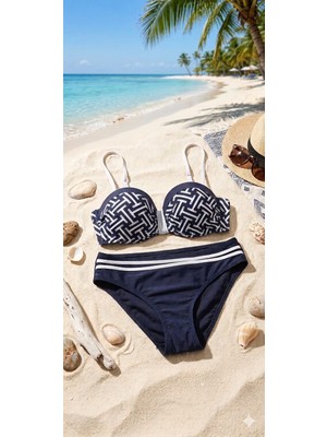 Mojo My Life Desenli Lacivert Bikini Takımı