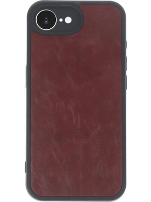 Colezium Iphone 16E Kılıf Aras Deri Kapak - Bordo
