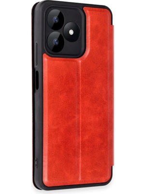 Colezium Realme Note 50 4g Kılıf Flip Cover - Kırmızı