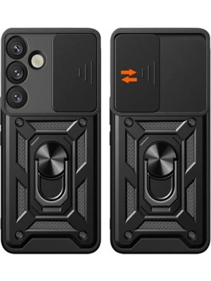 Colezium Galaxy S25 Plus Kılıf Pars Lens Yüzüklü  - Kırmızı