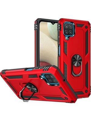 Colezium Galaxy A22 Kılıf Sofya Yüzüklü  Kapak - Kırmızı