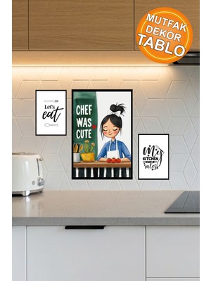 Hedef Plus Mutfak Dekor Tablo, Çerçeve Görünümlü Mdf Tablo 3'lü Set