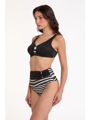 Argento Kadın Yüksek Bel Nadide Siyah Desenli Bikini Takımı C4T3N036911