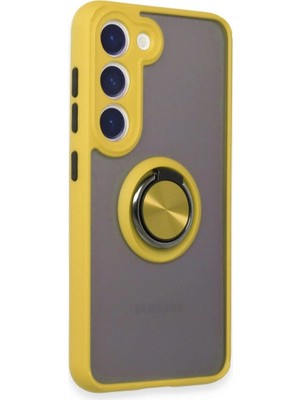 Colezium Galaxy S23 Kılıf Montreal Yüzüklü  Kapak - Sarı
