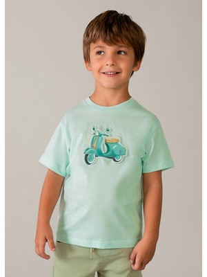 Mayoral Erkek Çocuk Motorsiklet Baskılı Tshirt Yeşil