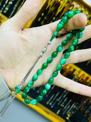 Tesbihanem Sıkma Kehribar Tesbih Sedefli ( Gümüş Püsküllü )