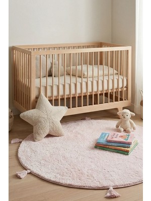 Palmera Playful Yuvarlak Halı 120X120 cm Bej Salon Çocuk Odası Halısı