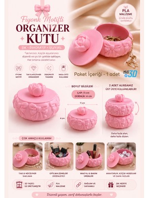 MUS3D Fiyonk Motifli Organizer Kutu - Plastik - 11 cm Çap - 1 Adet