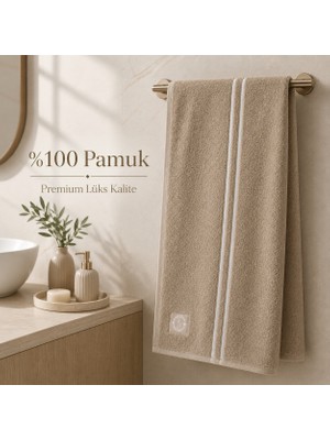 Taya Home Ihracat Kalitesi Premium Banyo Havlusu 70X140 cm %100 Pamuk Yumuşak Emici Bej